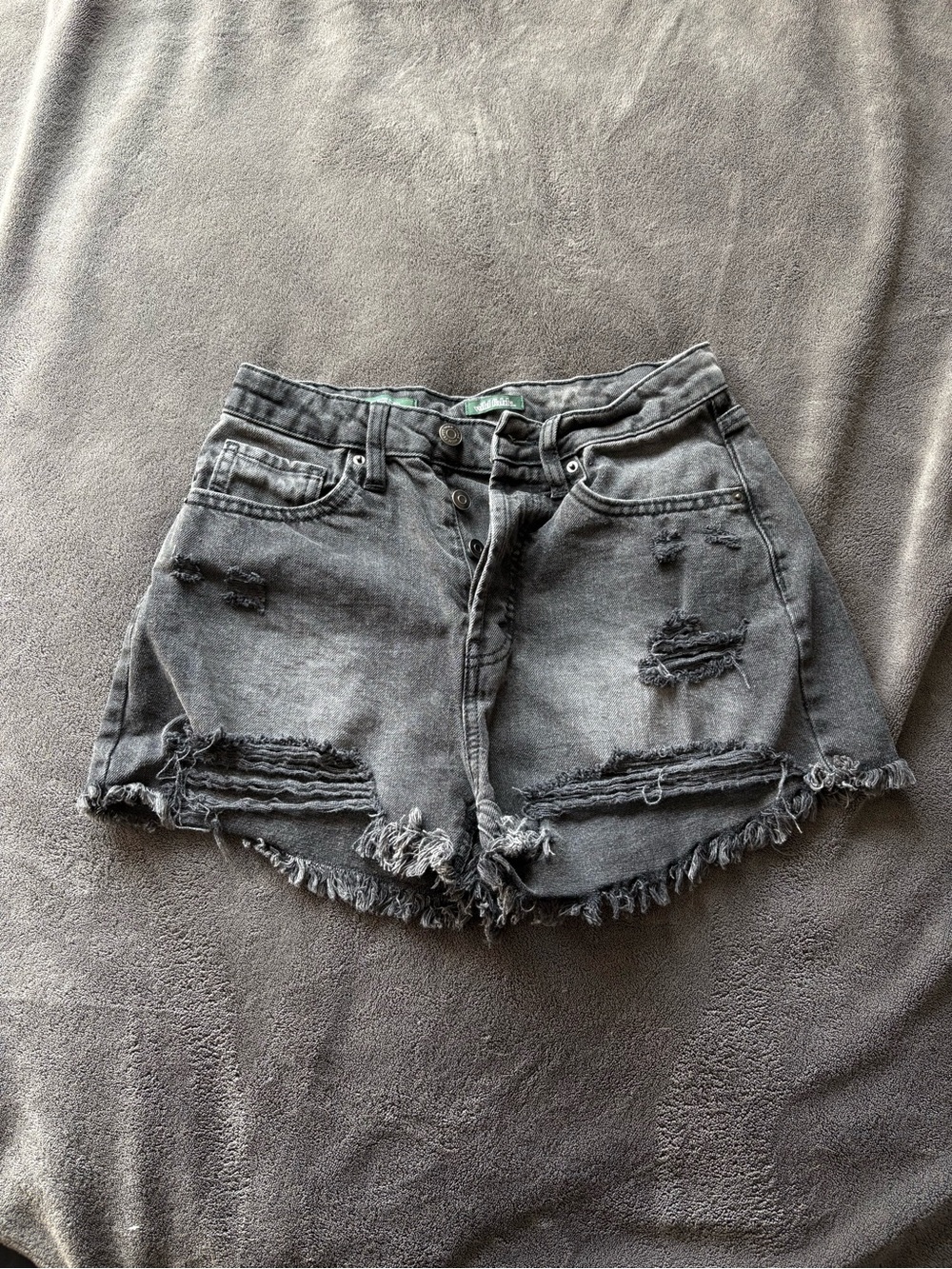 wild fable Distressed Black High-Rise Denim Shorts